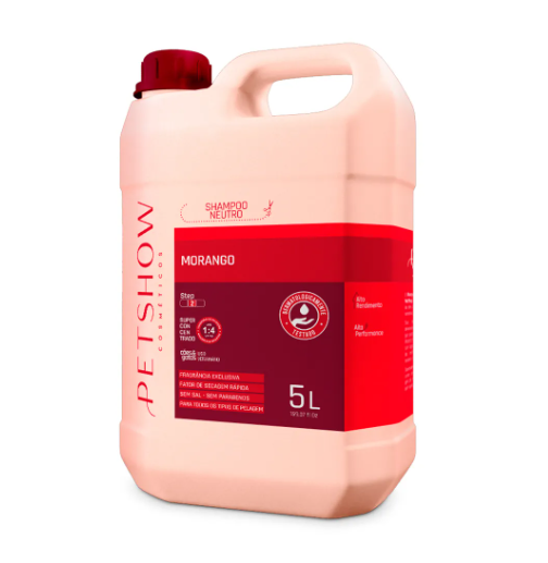 Shampoo Neutro Morango 5 Litros Pet Show